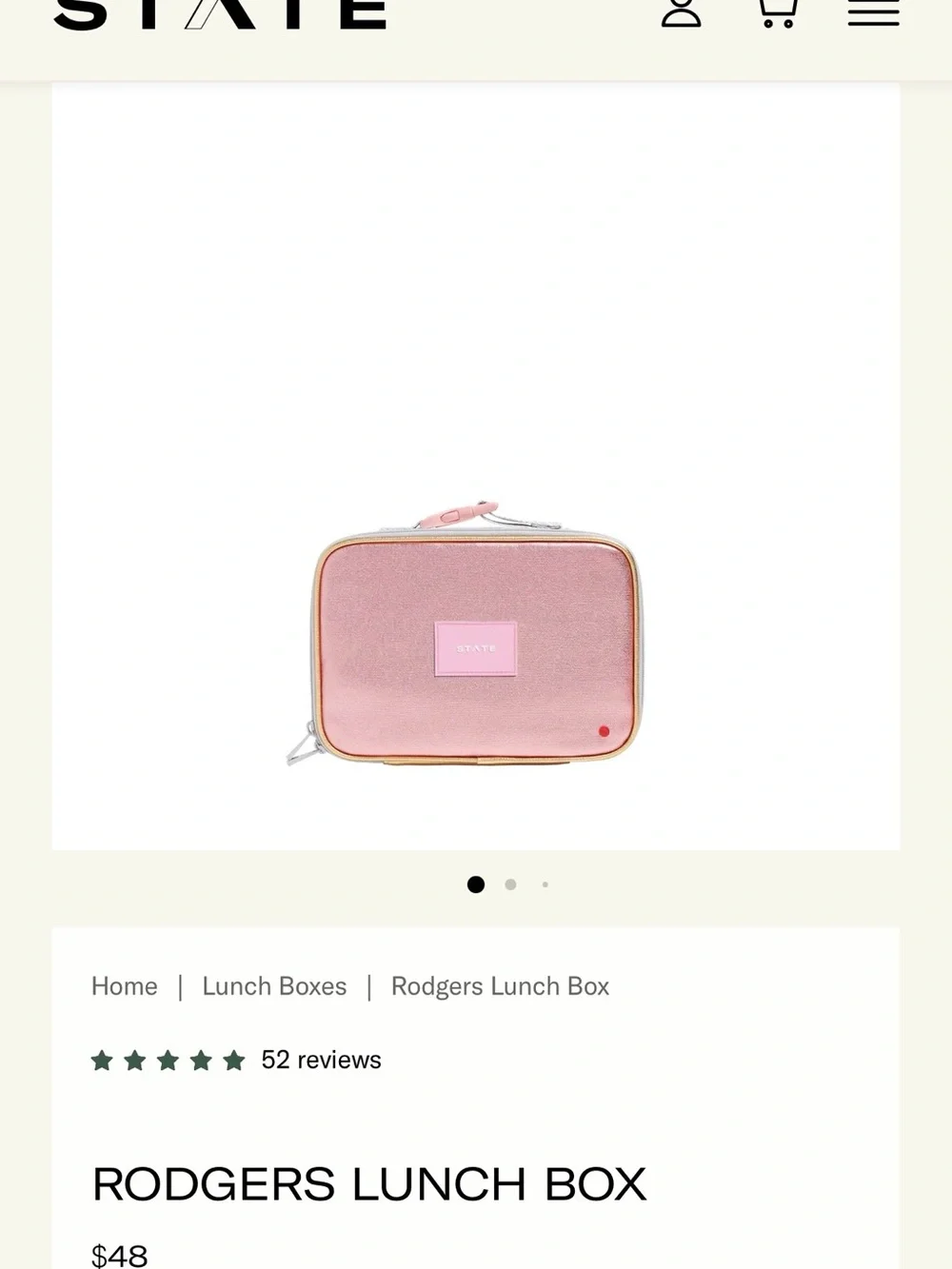 STATE Metallic Rodgers Lunch Box - Pink with Silver Trim